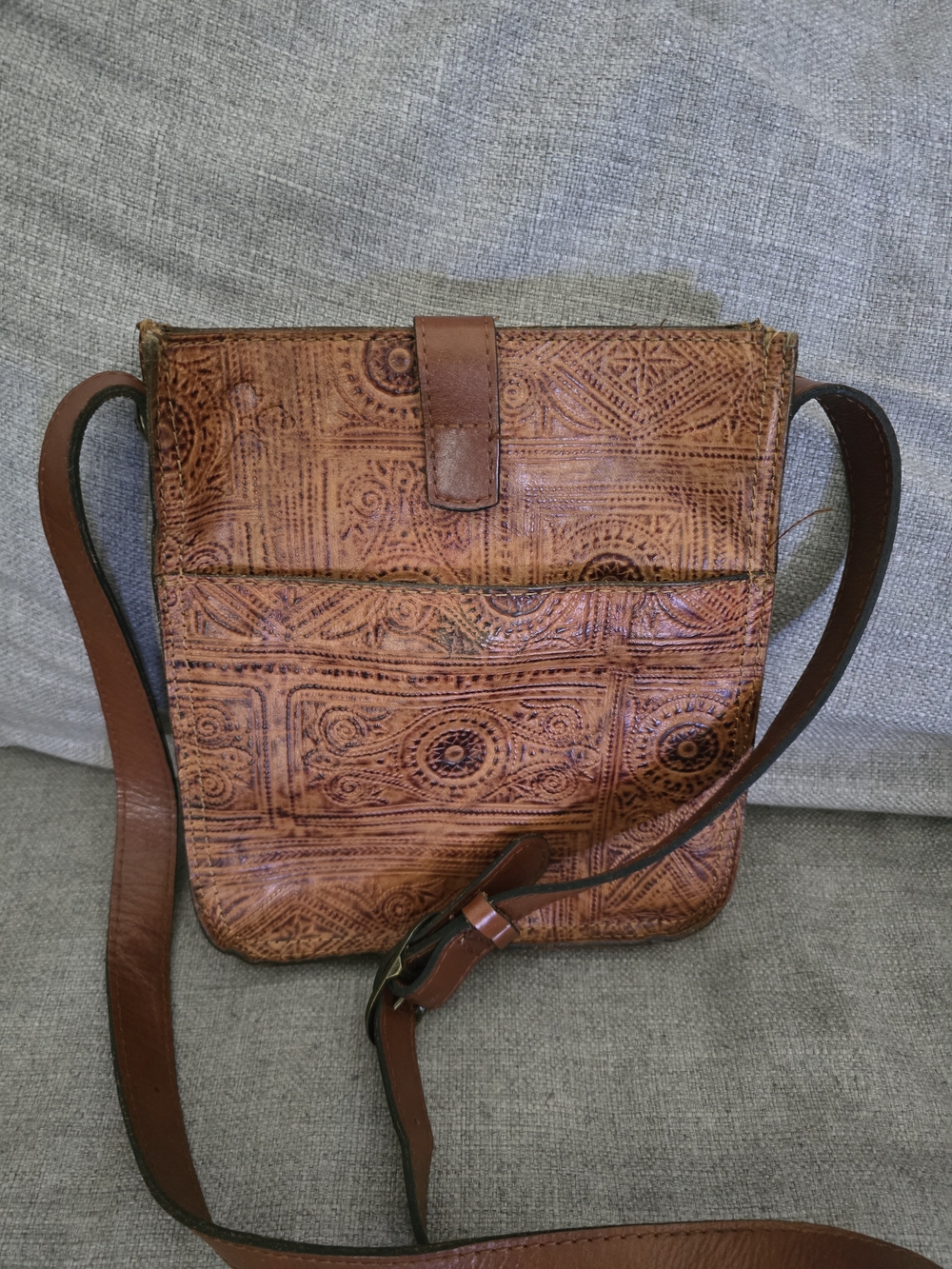 Patricia Nash Tan Brown Embossed Leather Crossbody Bag - Picture 2 of 4